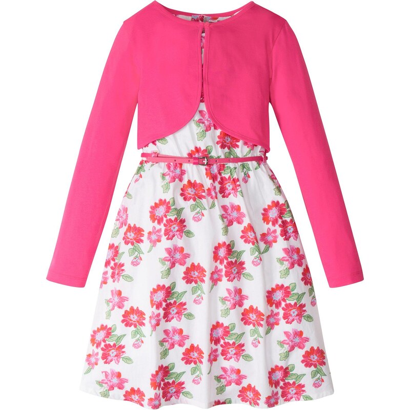 bonprix Šaty + opasok + bolero (3-dielna sada), farba biela 54027395