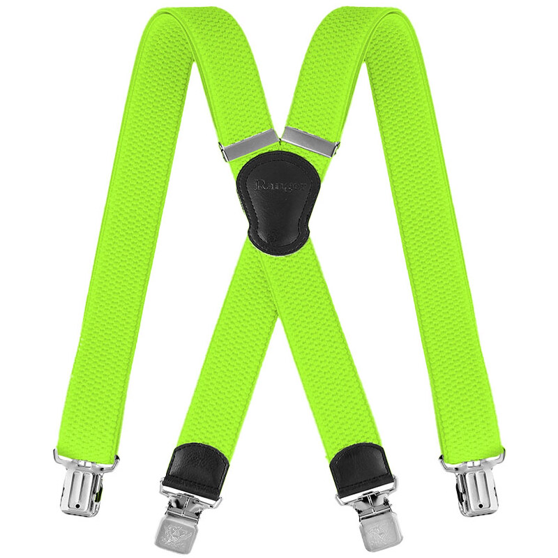 Traky na nohavice sýtozelené šírka 4cm + 4 oceľové klipy 16957471