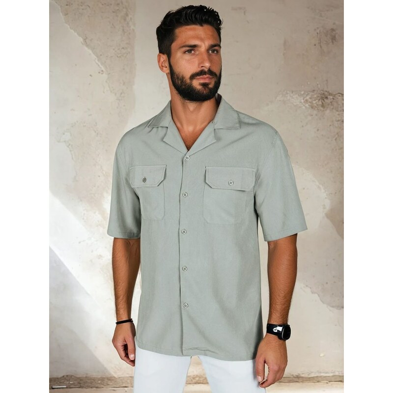 Dstreet Ležérna grafitová pánska košeľa 64414543