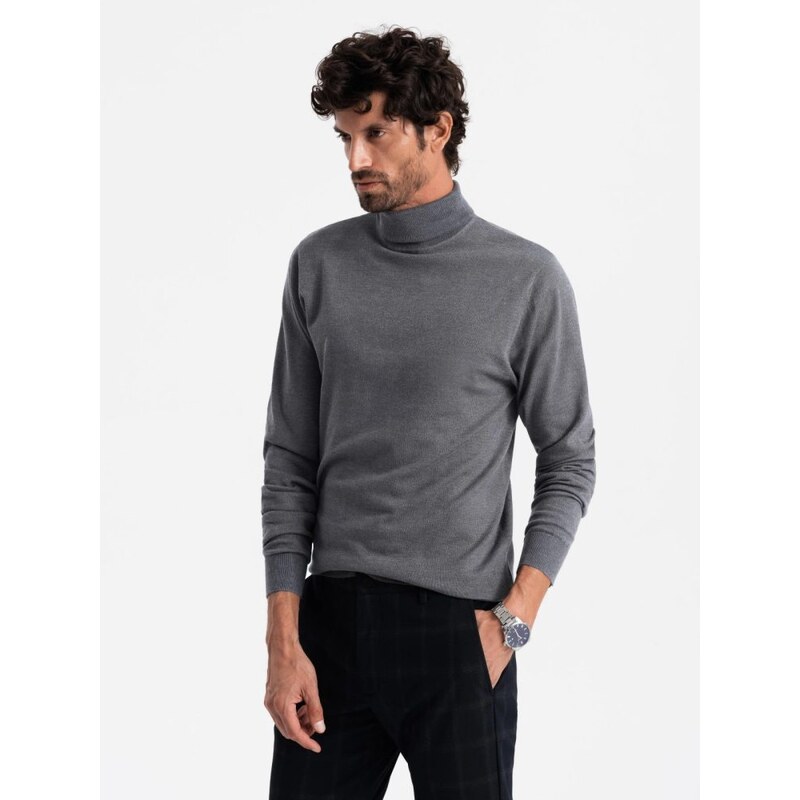 Ombre Clothing Atraktívny šedý rolák V2 SWTN-0101 64416312