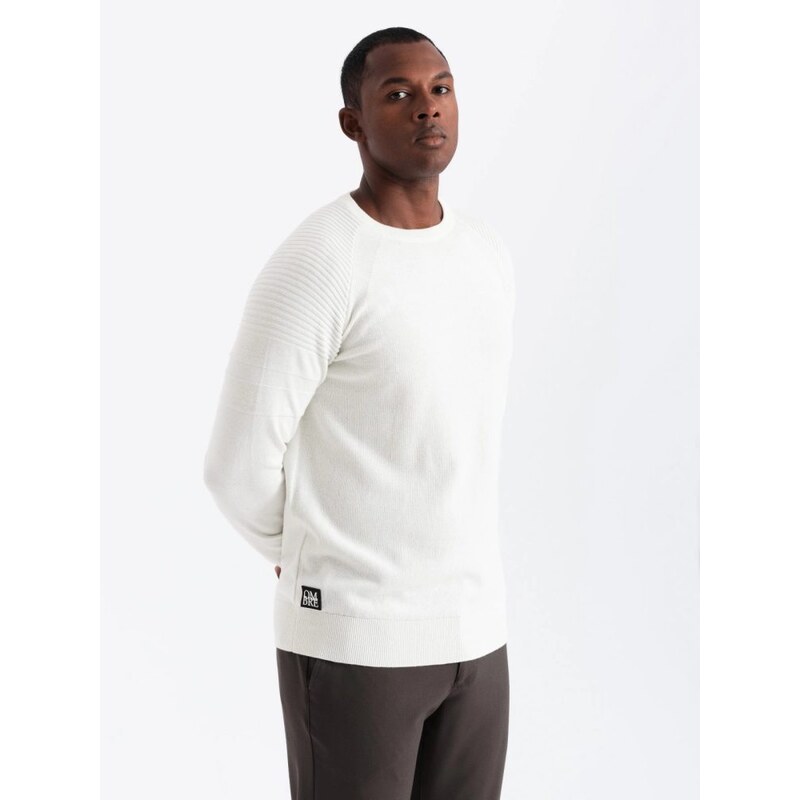 Ombre Clothing Moderný biely pánsky sveter V1 SWSW-0144 64419237