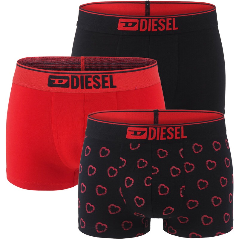 DIESEL - pánske boxerky 3PACK cotton stretch DIESEL modern heart print 64423202