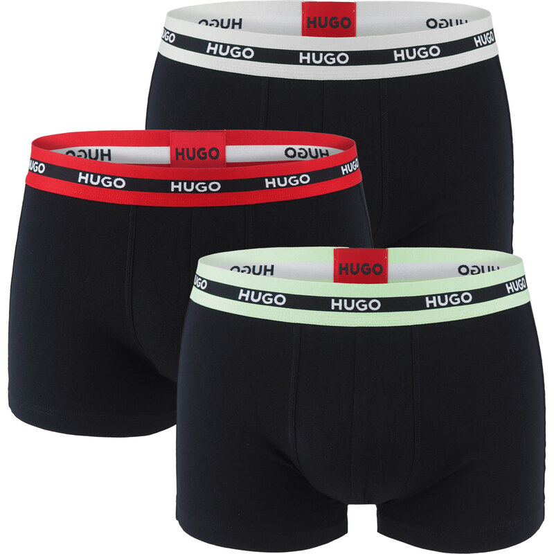 HUGO - boxerky 3PACK eco friendly organic cotton black / modern color 64423205