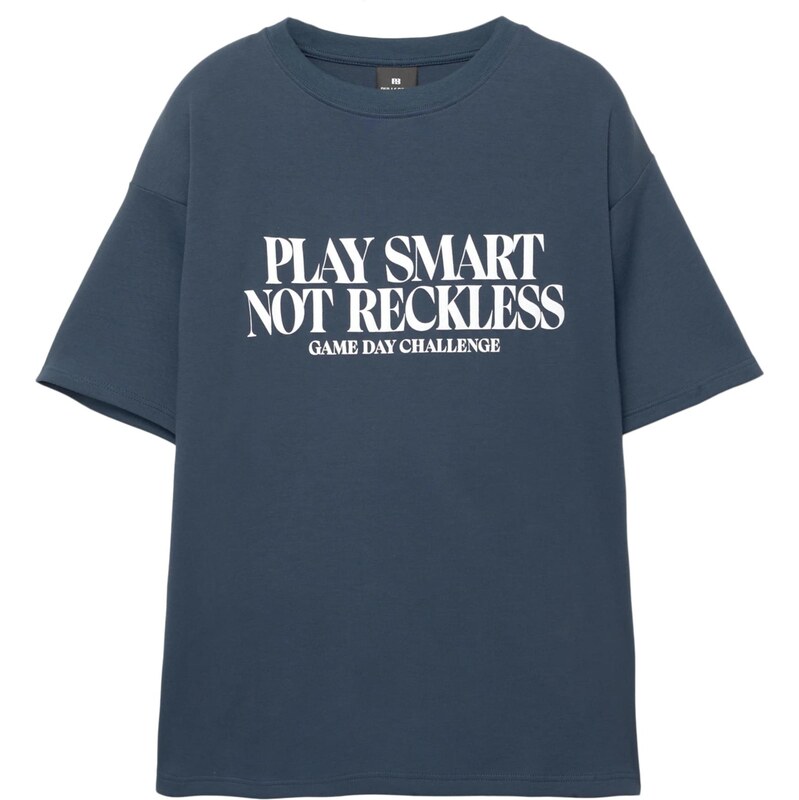 Pull&Bear Tričko zafírová / biela 65657454