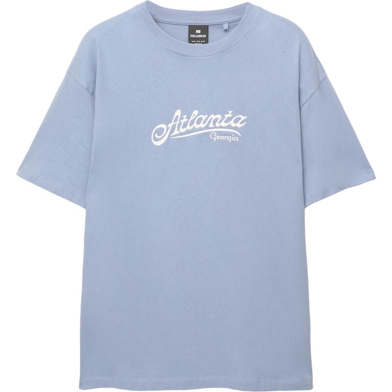 Pull&Bear Tričko ATLANTA čadičová / biela 65657459