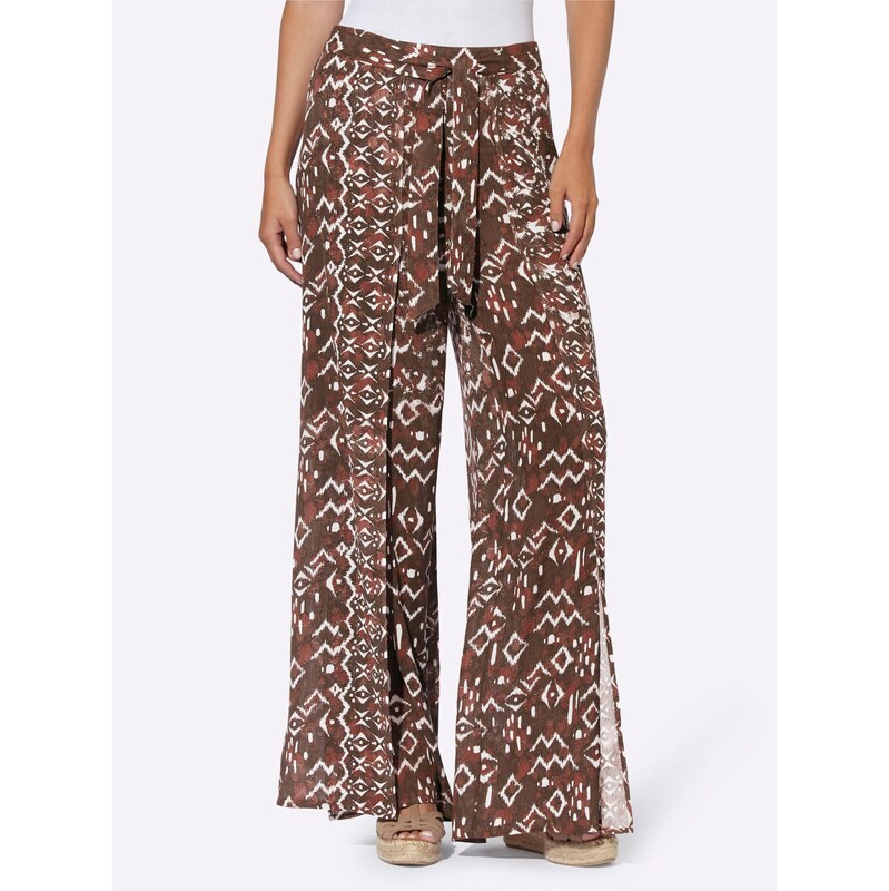 heine Nohavice gaštanová / tmavohnedá / biela 65655055