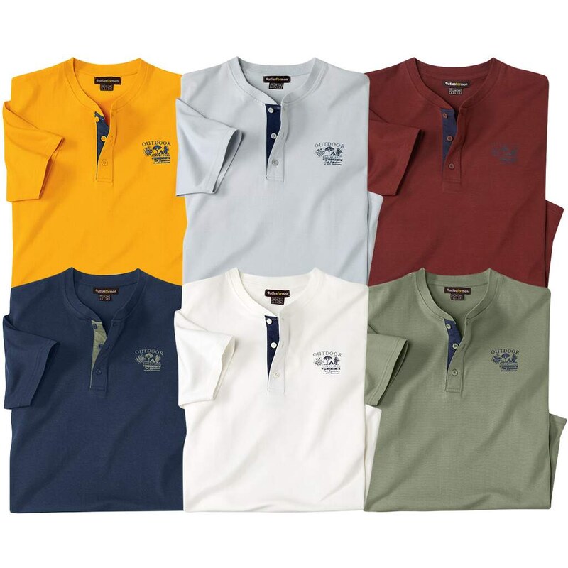 Sada 6 bavlnených tričiek so zapínaním na gombíky Atlas For Men 64430453