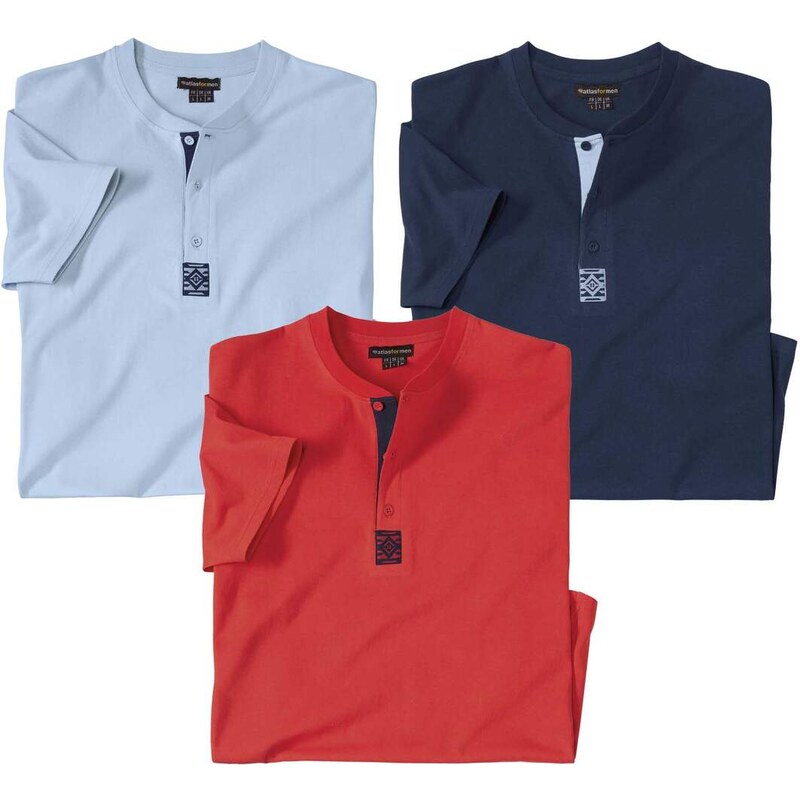 Sada 3 tričiek so zapínaním na gombíky Atlas For Men Oranžová 49154250