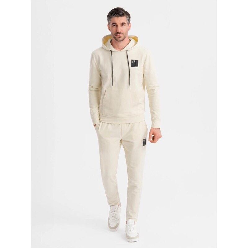 Ombre Clothing Krémová pánska tepláková súprava (mikina + tepláky) V2 64430519