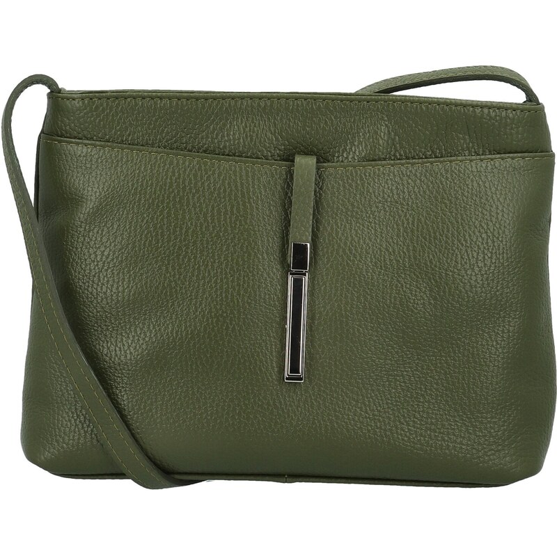 Delami Vera Pelle Dámska kožená crossbody kabelka tmavo zelená - 64488628