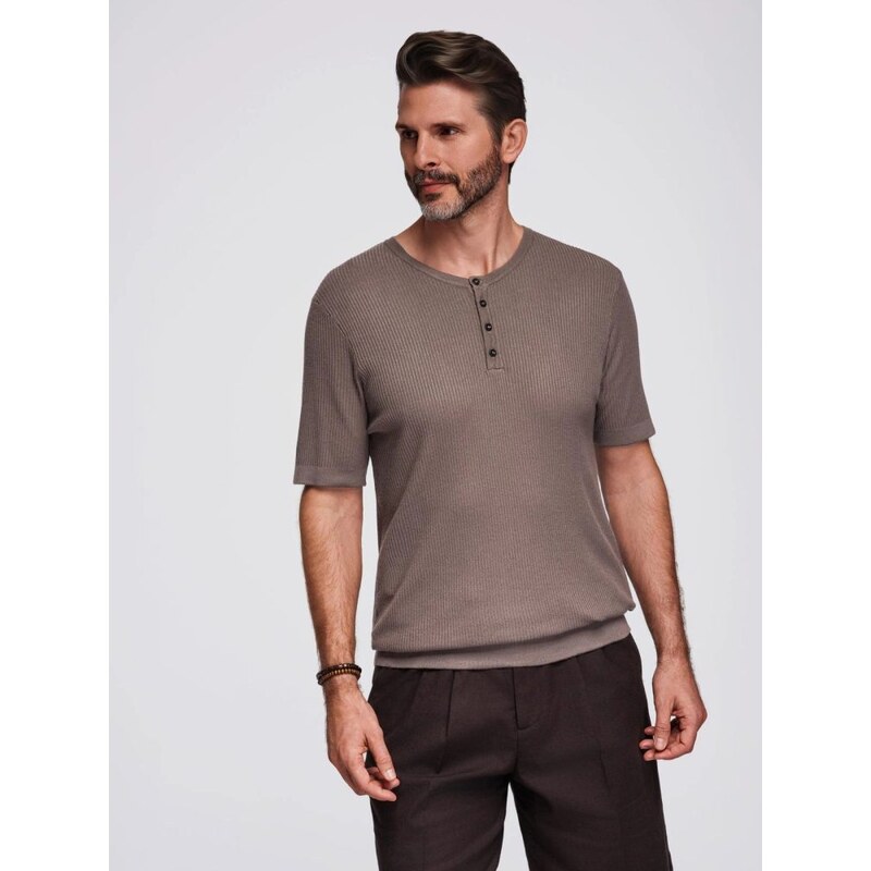 Ombre Clothing Popolavé pánske tričko z úpletu a s gombíkmi V4 TSCT 64434240