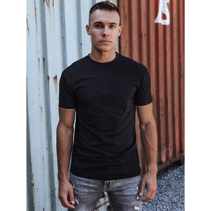 Dstreet Čierne tričko s krátkym rukávom so vzorom 64434234