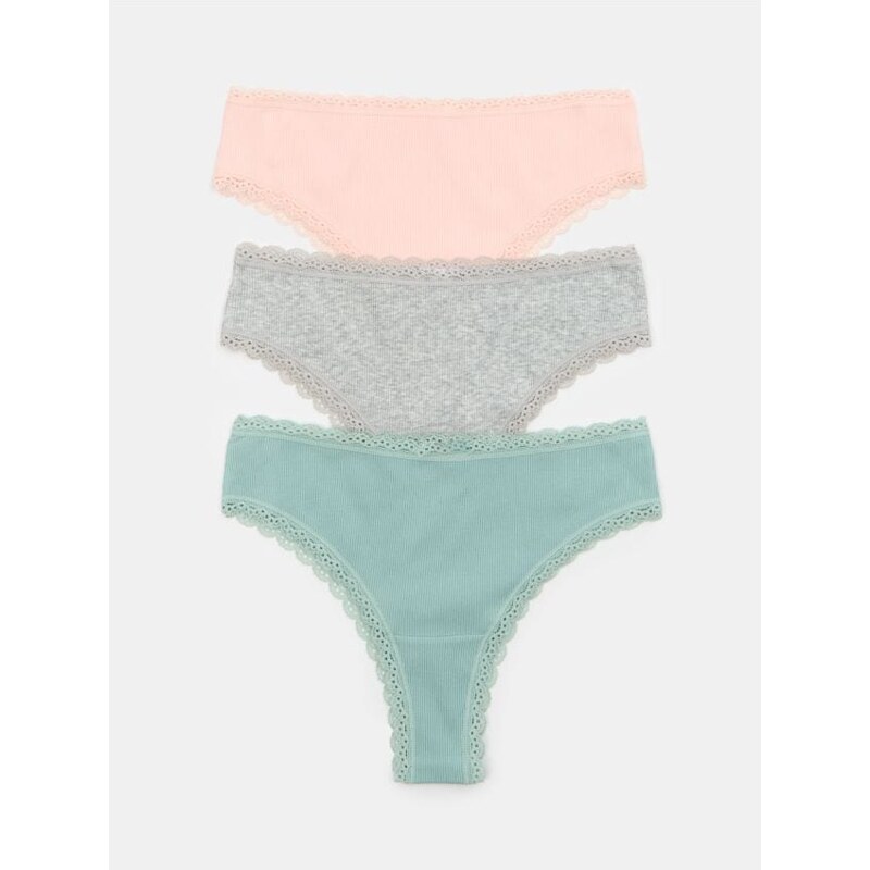 Sinsay - Bavlnené brazilské nohavičky 3 balenie - viacfarebná 65757146