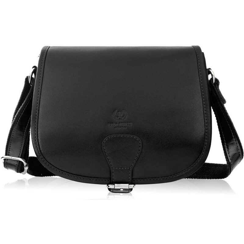 Paolo Peruzzi Dámska kožená crossbody kabelka z lícovej kože | čierna 64438468