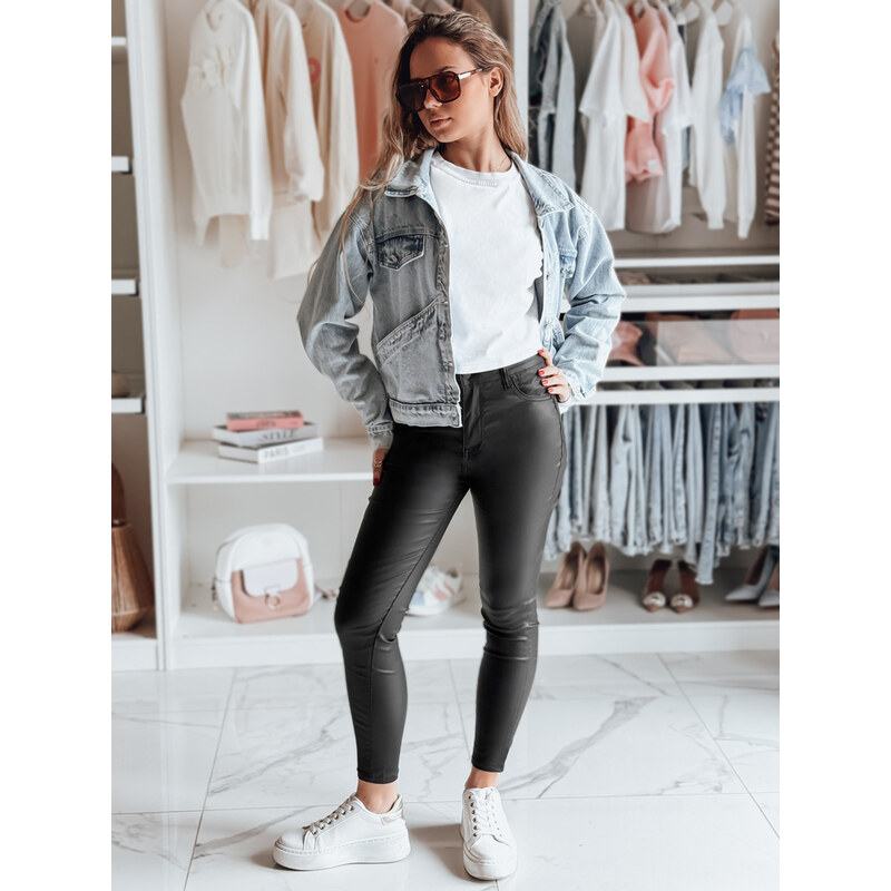 BASIC Čierne dámske koženkové nohavice BLACKVIBE UY2253 64438714