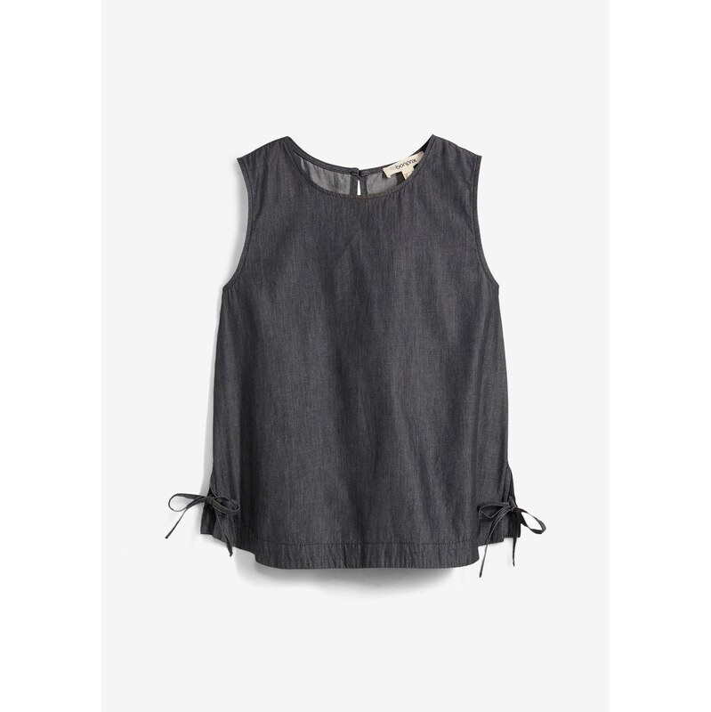 bonprix Blúzkový top, džínsový, z bio bavlny, farba čierna 64438882