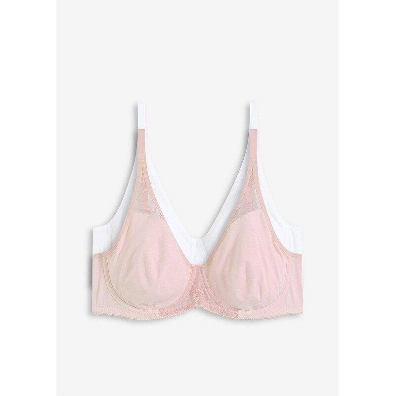 bonprix Podprsenka s kosticami s mäkkou bavlnou (2 ks v balení), farba 64438880