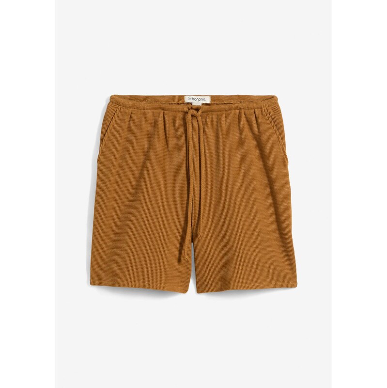 bonprix Štruktúrované šortky z čistej bavlny, farba hnedá 64438885