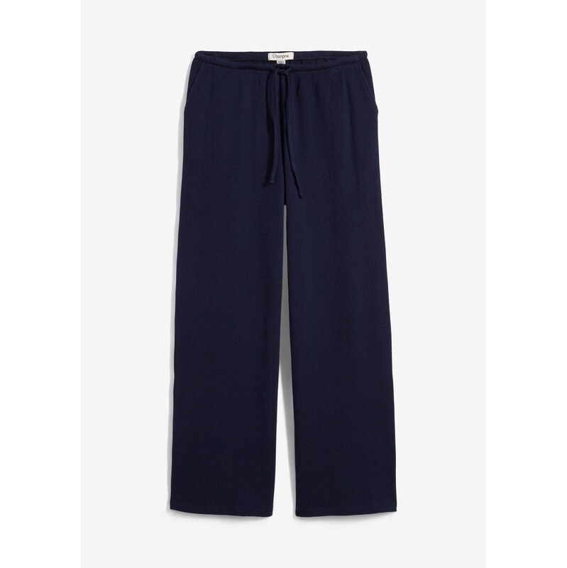 bonprix Nohavice so štruktúrou z čistej bavlny, farba modrá 64438894