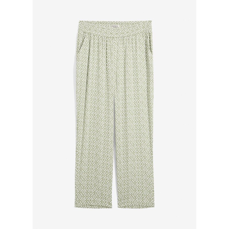 bonprix Nohavice s pudlom z viskózy, farba zelená 64438961