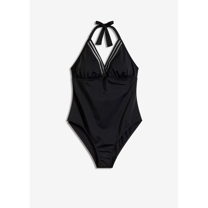 bonprix Jednodielne plavky Neckholder, hlboký výstrih, farba čierna 64438991