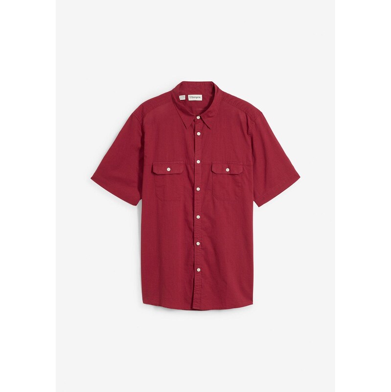 bonprix Košeľa s krátkym rukávom z čistej bavlny, farba červená 64439050
