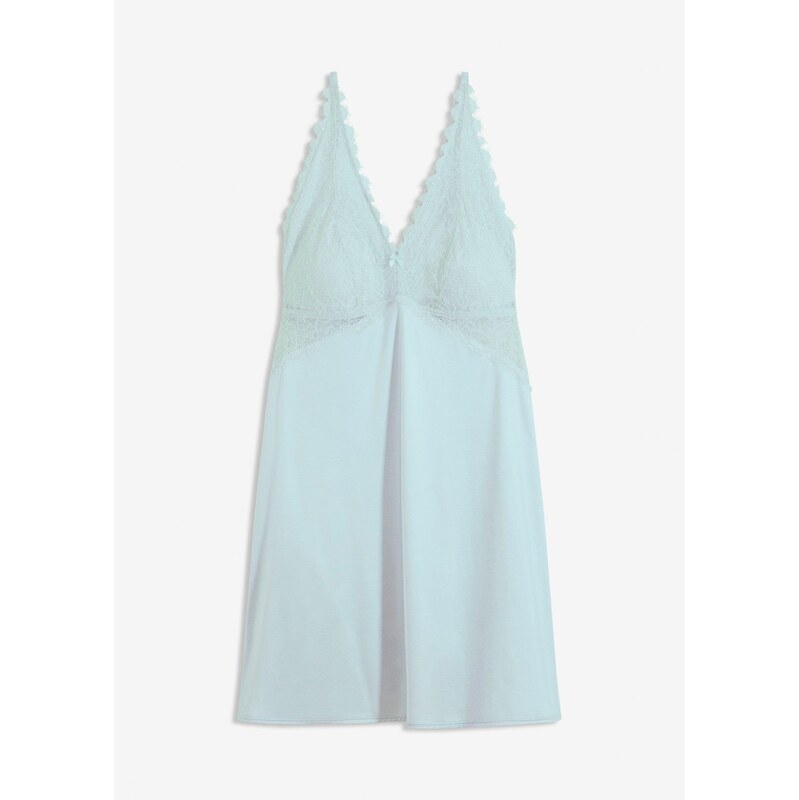 bonprix Negližé s lesklým materiálom, farba modrá 64439074