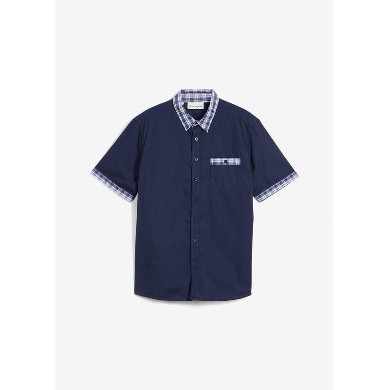 bonprix Košeľa s krátkym rukávom z čistej bavlny, farba modrá 64439071