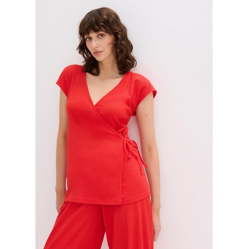 bonprix Tričko v zavinovacom vzhľade, farba červená 64438761