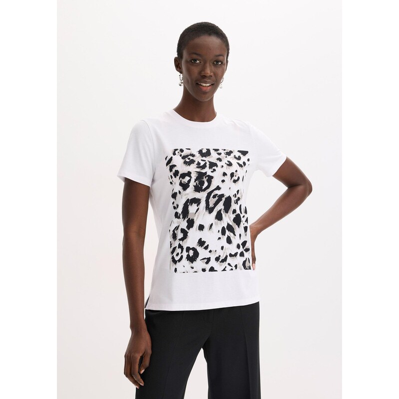 bonprix Tričko s leoparďou potlačou, farba biela 64438786
