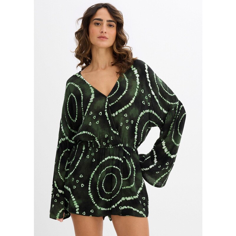 bonprix Krátky overal z padavej viskózy, farba modrá 64438890