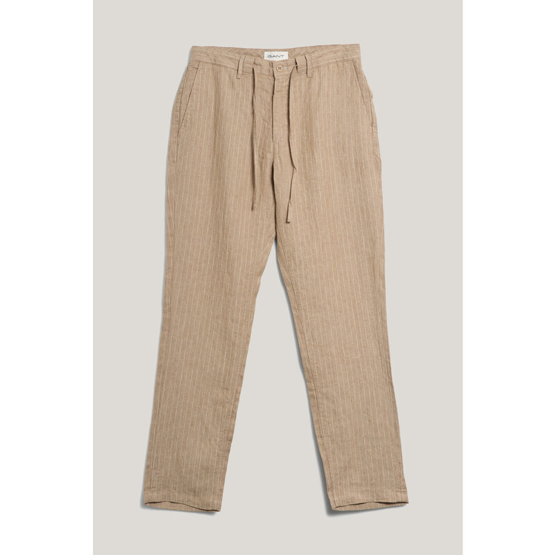 NOHAVICE GANT REL LINEN PINSTRIPE DS PANTS CONCRETE BEIGE 63426132