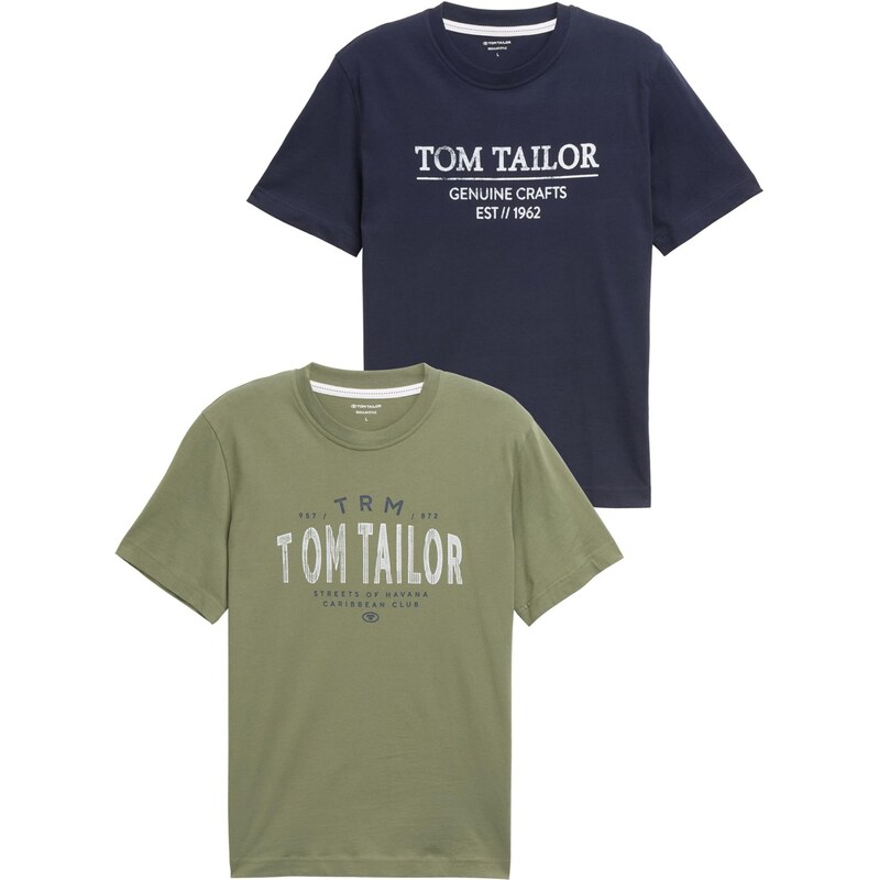 TOM TAILOR Tričko námornícka modrá / kaki / šedobiela 66865712