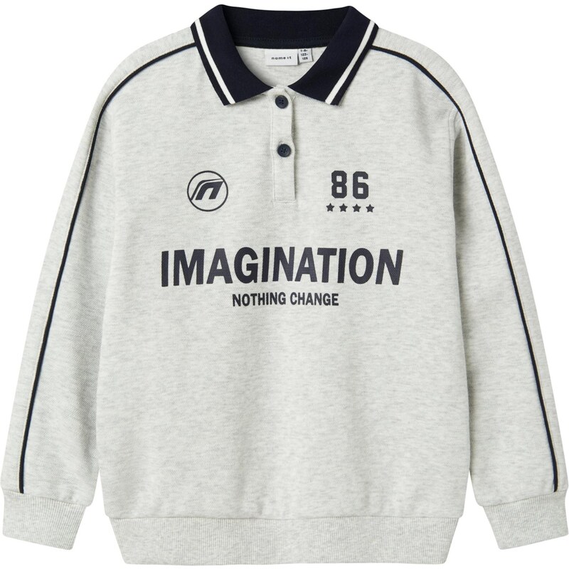 NAME IT Mikina NKMKRIS svetlosivá / čierna 64443648