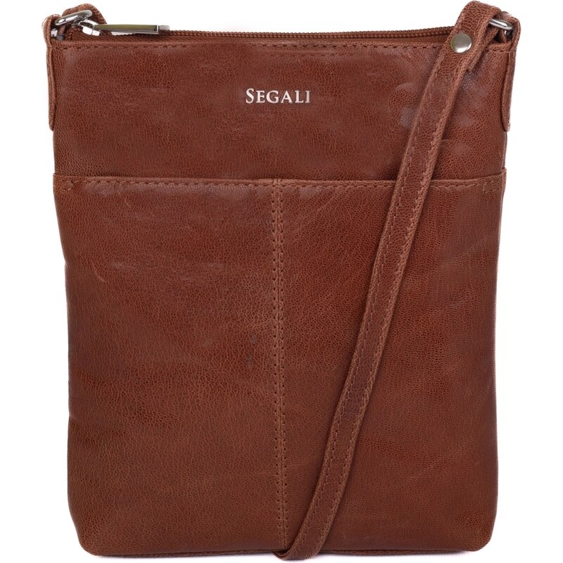 SEGALI Dámska kožená taška cez rameno SG-27001 koňak 35335714