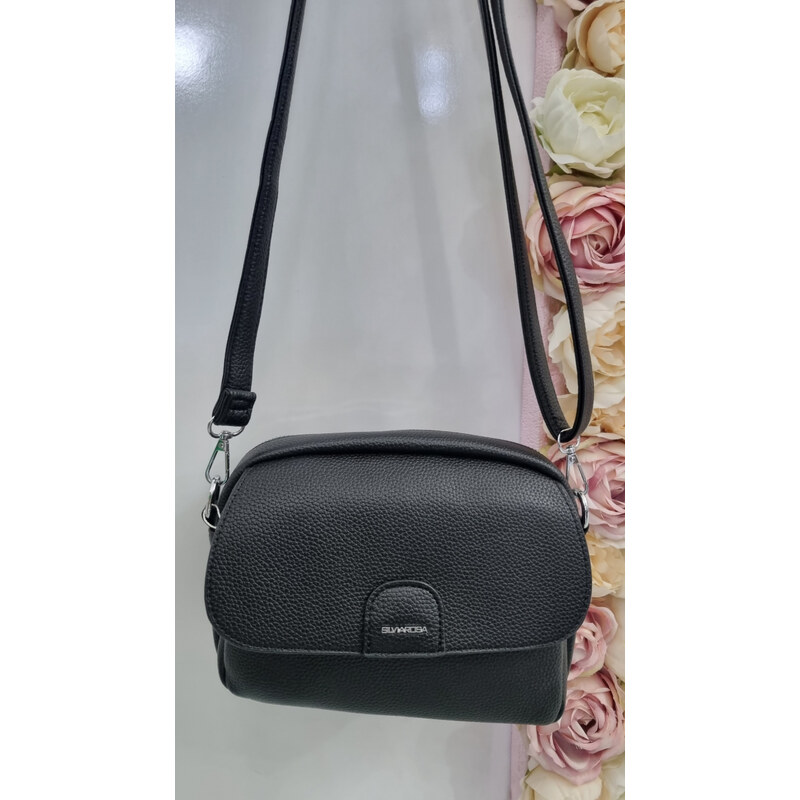 Katrins Fashion Čierna crossbody malá kabelka Siliva Rosa 64453874