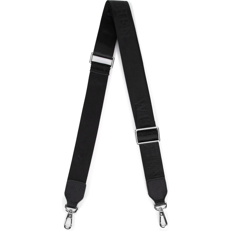 Wittchen Široký popruh na kabelku s logom výrobcu čierno-strieborný 99 66066487