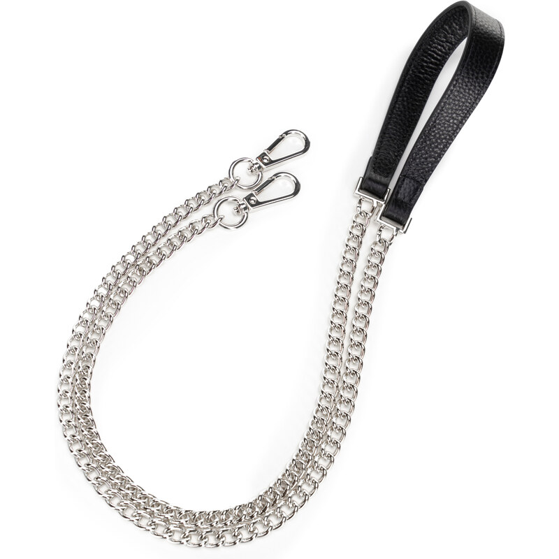 Wittchen Kožený popruh na kabelku s retiazkou čierno-strieborný 99-X 66443351