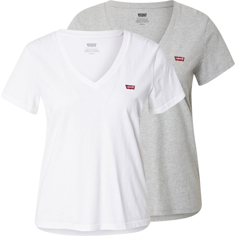 LEVIS Tričko Perfect V-Neck Tee (2-Pack) sivá / biela 64458069