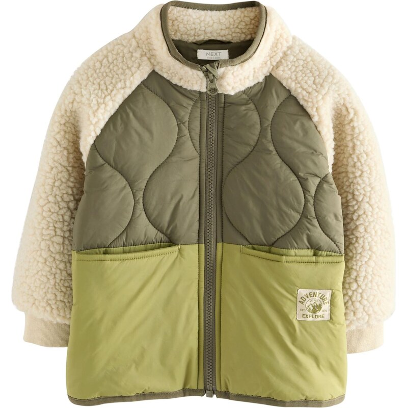 Next Zimná bunda krémová / olivová / kiwi 64472521