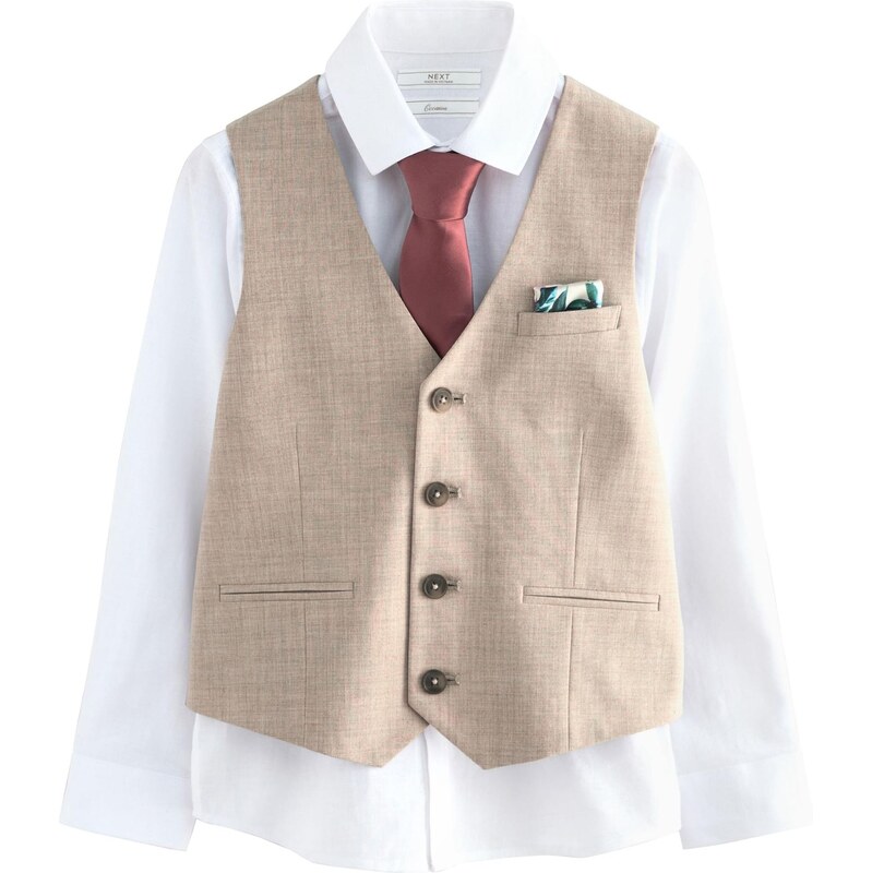 Next Košeľa béžová / karmínovo červená / biela 64465403