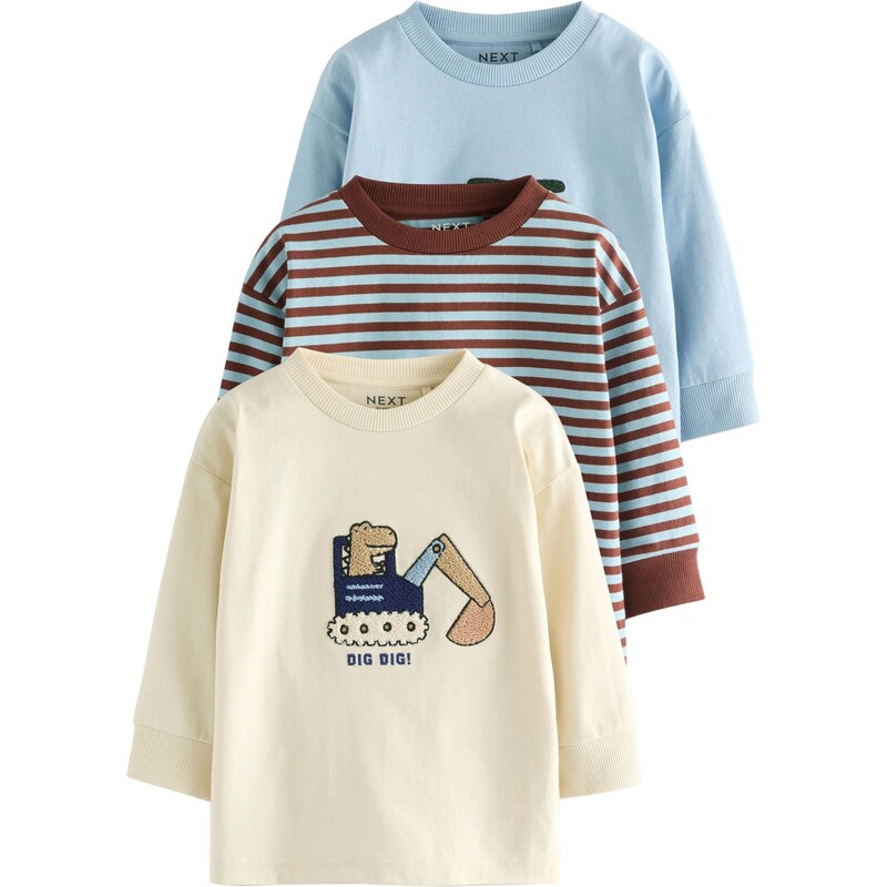 Next Tričko béžová / námornícka modrá / svetlomodrá / hnedá 64488384