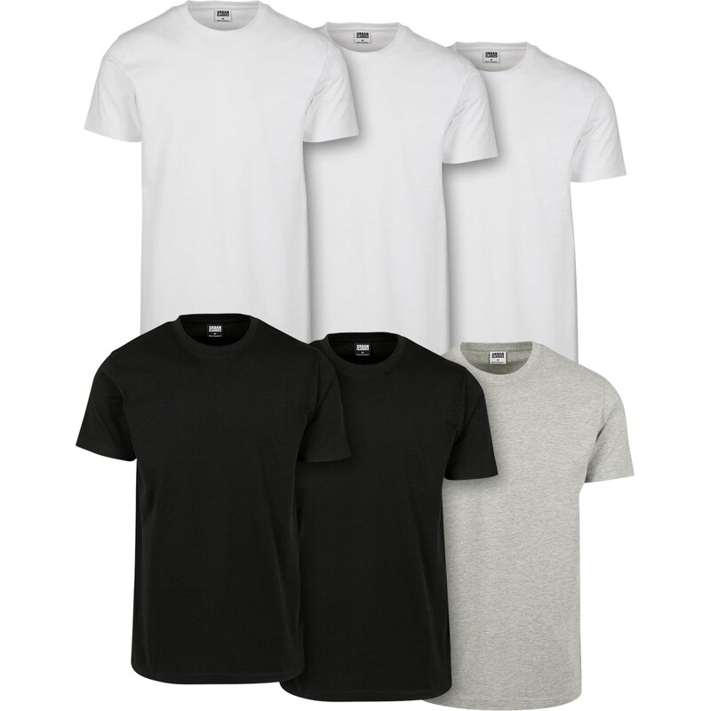 Urban Classics Tričko sivá melírovaná / čierna / biela 65641361