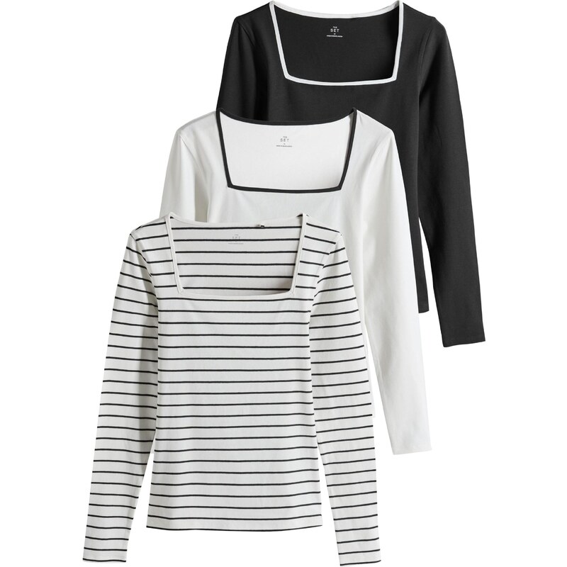 The Set Tričko čierna / biela 64472594