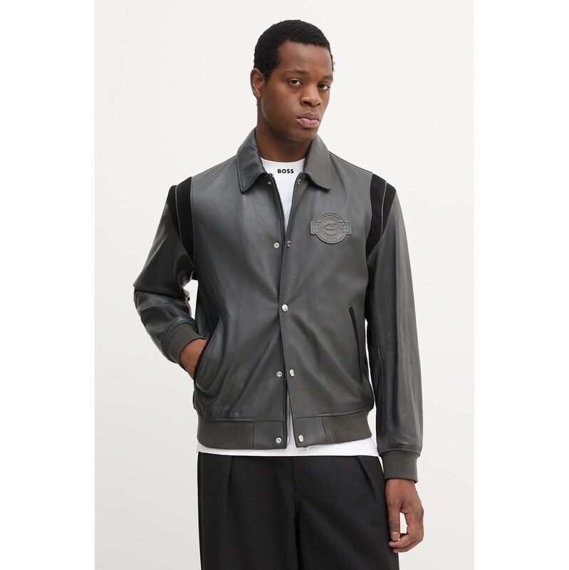 Kožená bunda BOSS Meon_PS 64476181