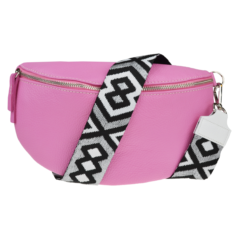 Ružová kožená talianska crossbody kabelka Reni Grande Flamingo s 64477922
