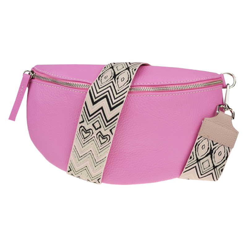 Ružová kožená talianska crossbody kabelka Reni Grande Flamingo s 64477923
