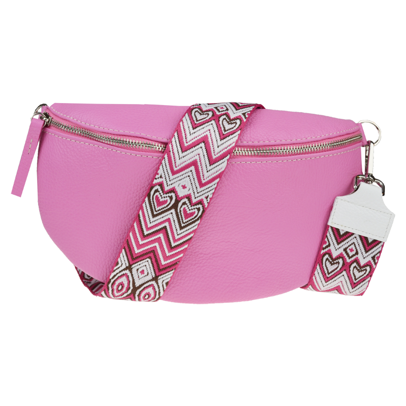 Ružová kožená talianska crossbody kabelka Reni Grande Flamingo s 64477924