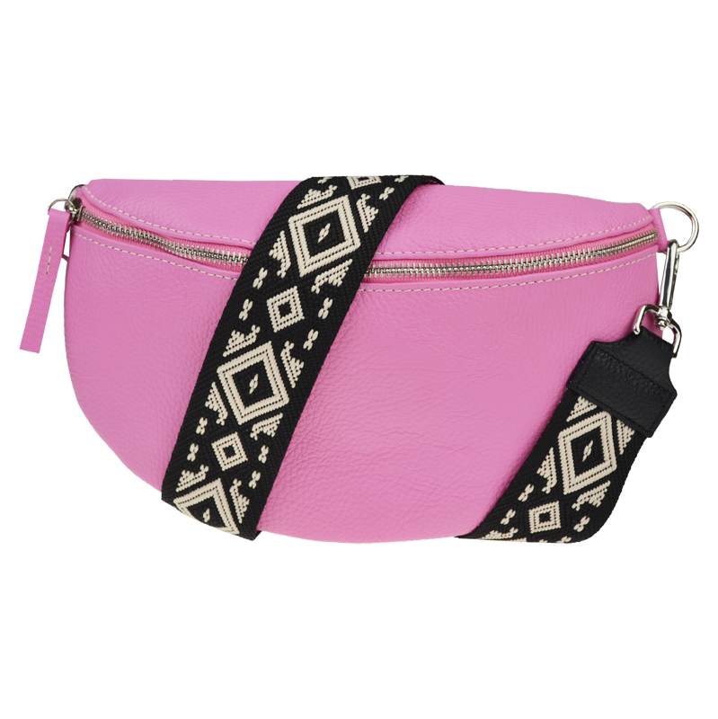 Ružová kožená talianska crossbody kabelka Reni Grande Flamingo s 64477927