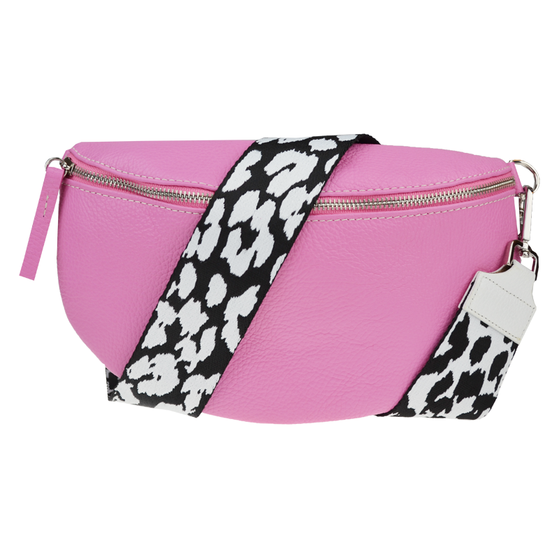 Ružová kožená talianska crossbody kabelka Reni Grande Flamingo s 64477926